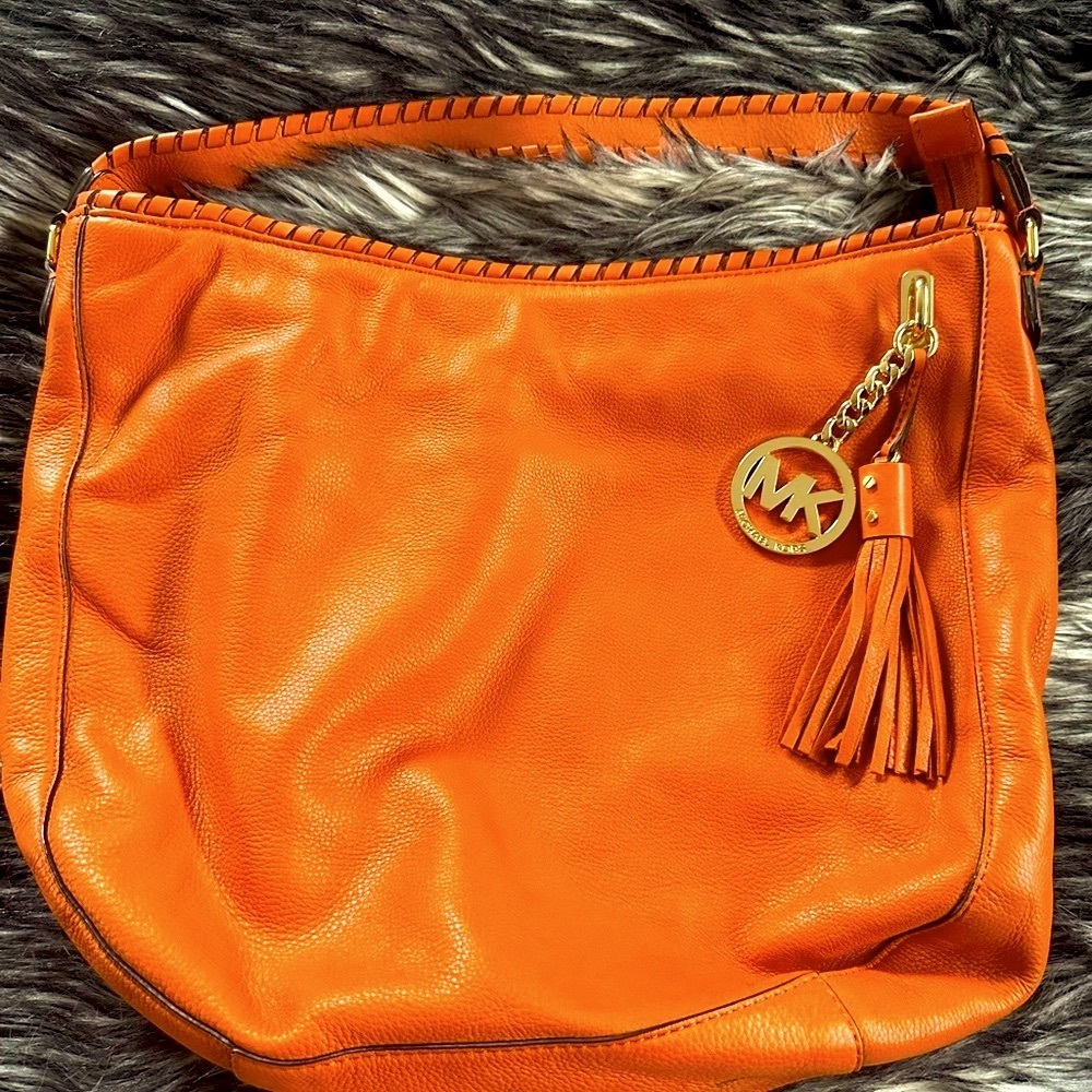 Michael Kors Orange Leather Hobo Bag